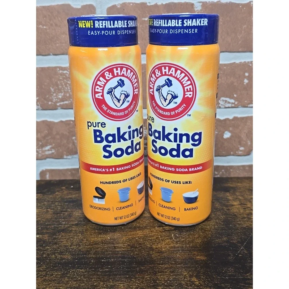 Arm & Hammer Pure Baking Soda, 12 Oz Shake/Spoon Option Pack of 4 New, Free Ship